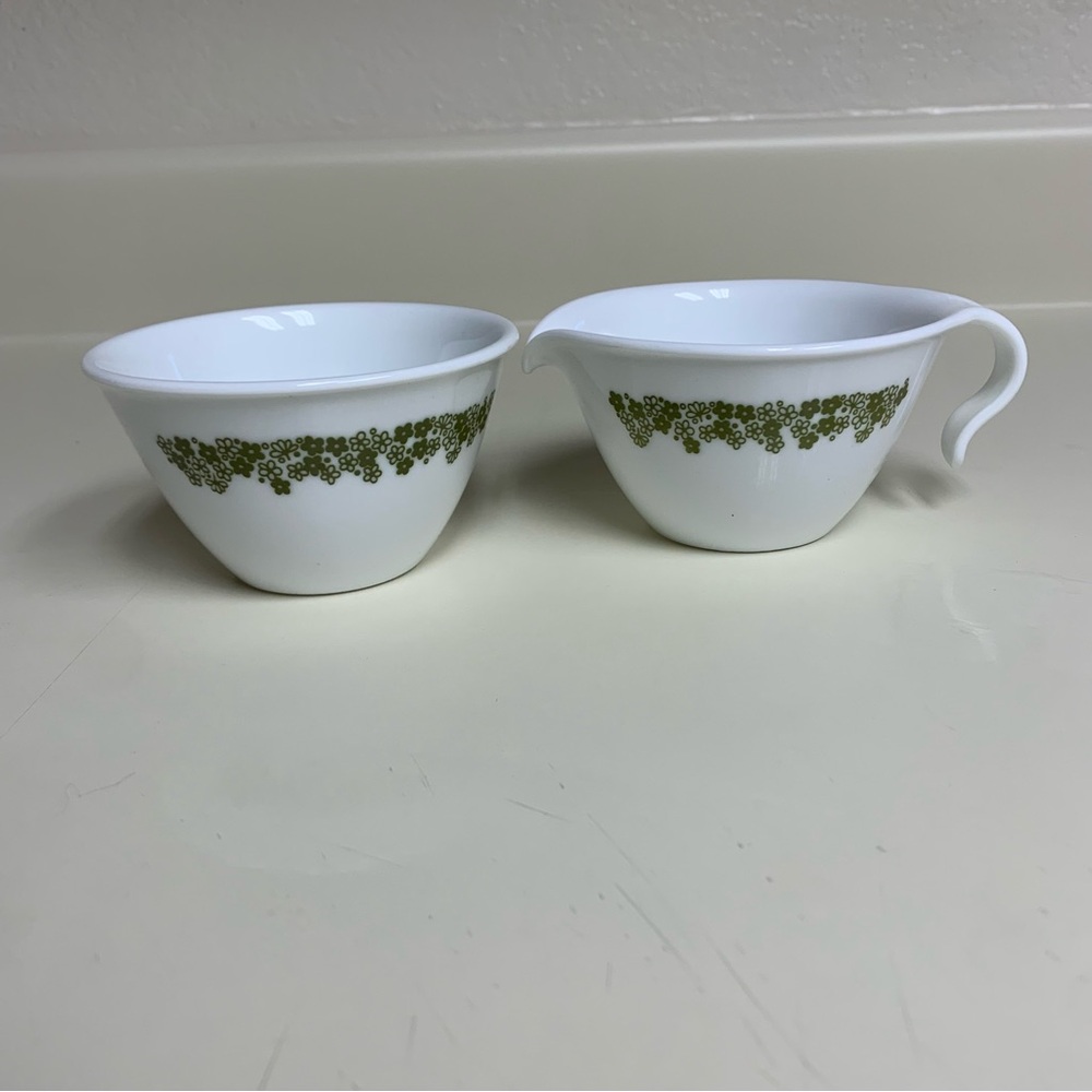 VTG Corelle Spring Blossom Crazy Daisy Pattern Creamer and Sugar Bowl Set No Lid